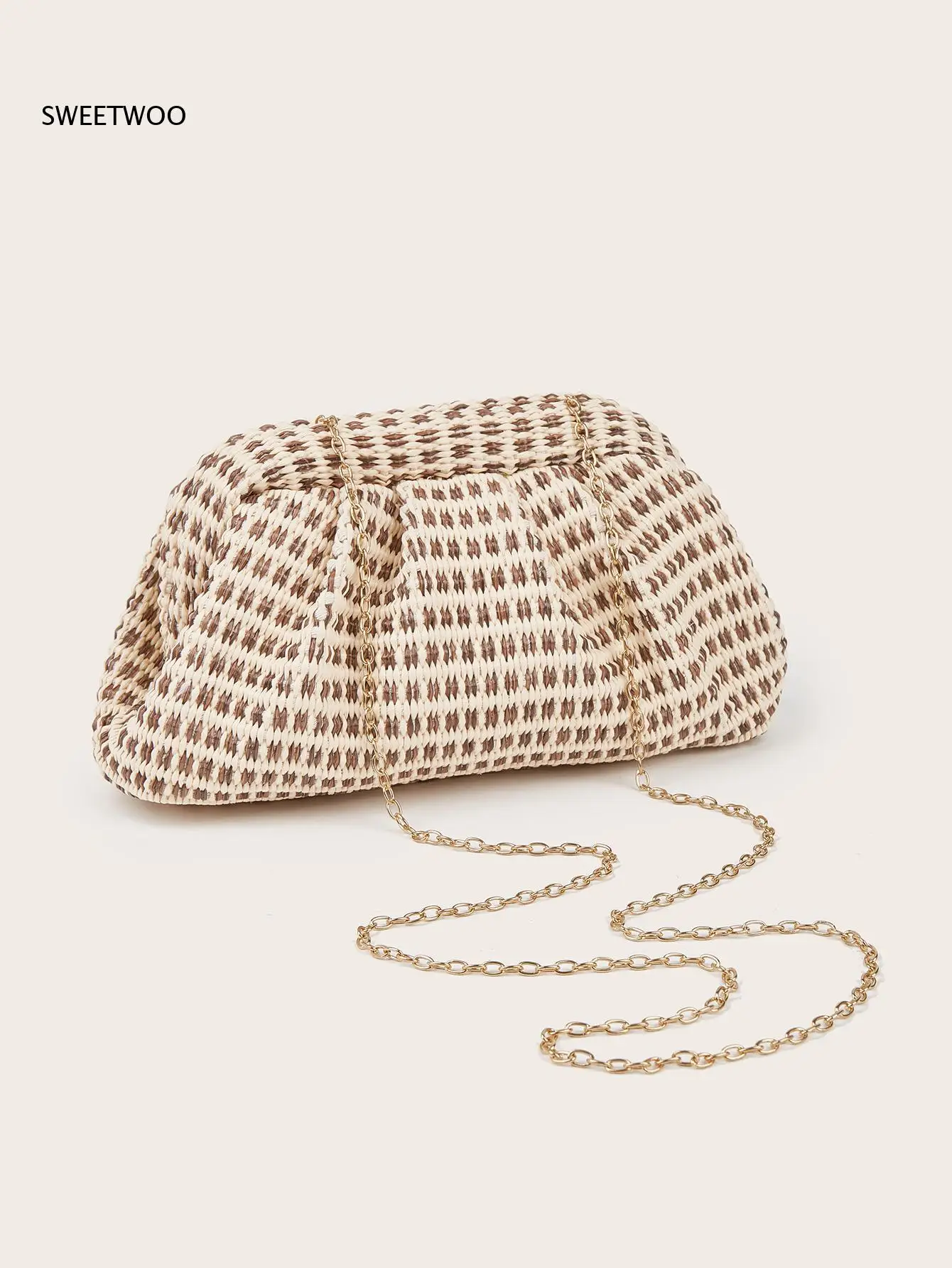 Woven Checkered Clutch Bag Ruched Design Straw Evening Purse for Summer Beach and Casual Events 2026
Woven Checkered Clutch Bag Ruched Design Straw Evening Purse for Summer Beach and Casual Events 2026