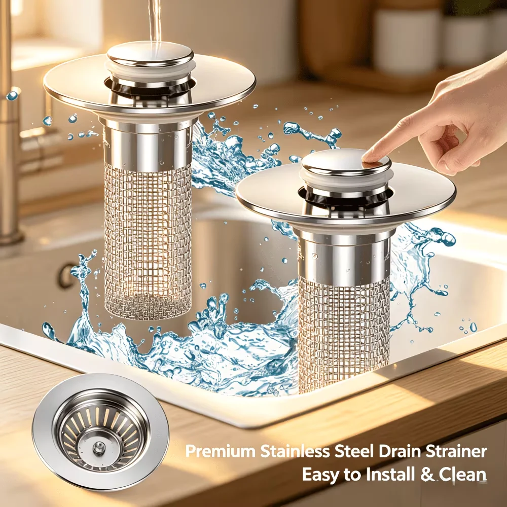 2/4pc Stainless Steel Pop-Up Sink Drain Filter,Removable Hair Catcher for Bathroom Sink Bathtub Shower,Anti-Clogging Easy Clean
2/4pc Stainless Steel Pop-Up Sink Drain Filter,Removable Hair Catcher for Bathroom Sink Bathtub Shower,Anti-Clogging Easy Clean