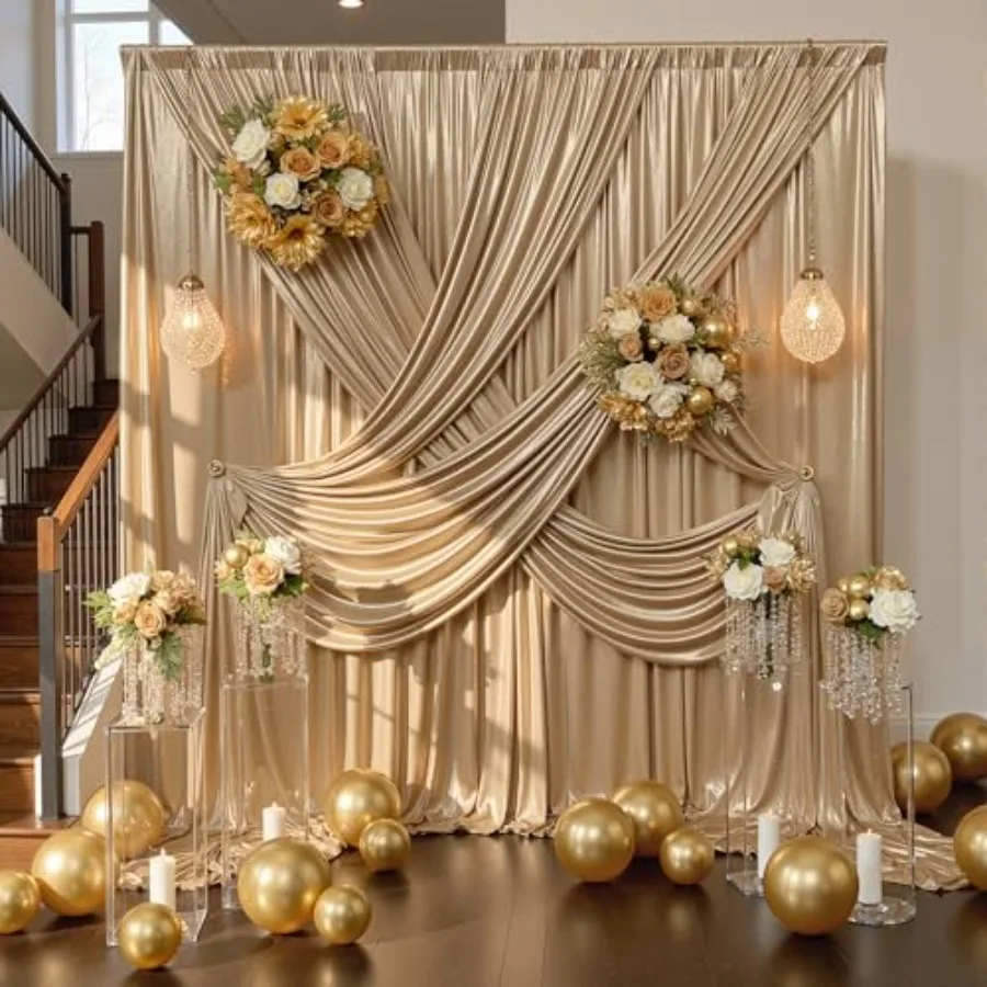 Photography, wedding, birthday backdrop curtain; polyester sequin; rich dark champagne; wrinkle-free shimmer and glitter effect
Photography, wedding, birthday backdrop curtain; polyester sequin; rich dark champagne; wrinkle-free shimmer and glitter effect
