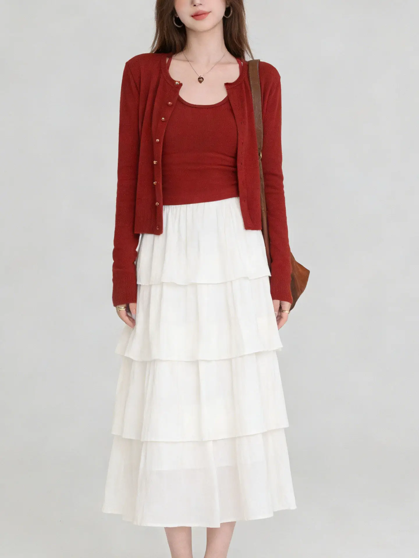 Red Knitted Open Cardigan And Strap Dress Women's Early Spring Outfit Set Cover up Two Piece Set Top Quality Polyester Fiber
Red Knitted Open Cardigan And Strap Dress Women's Early Spring Outfit Set Cover up Two Piece Set Top Quality Polyester Fiber