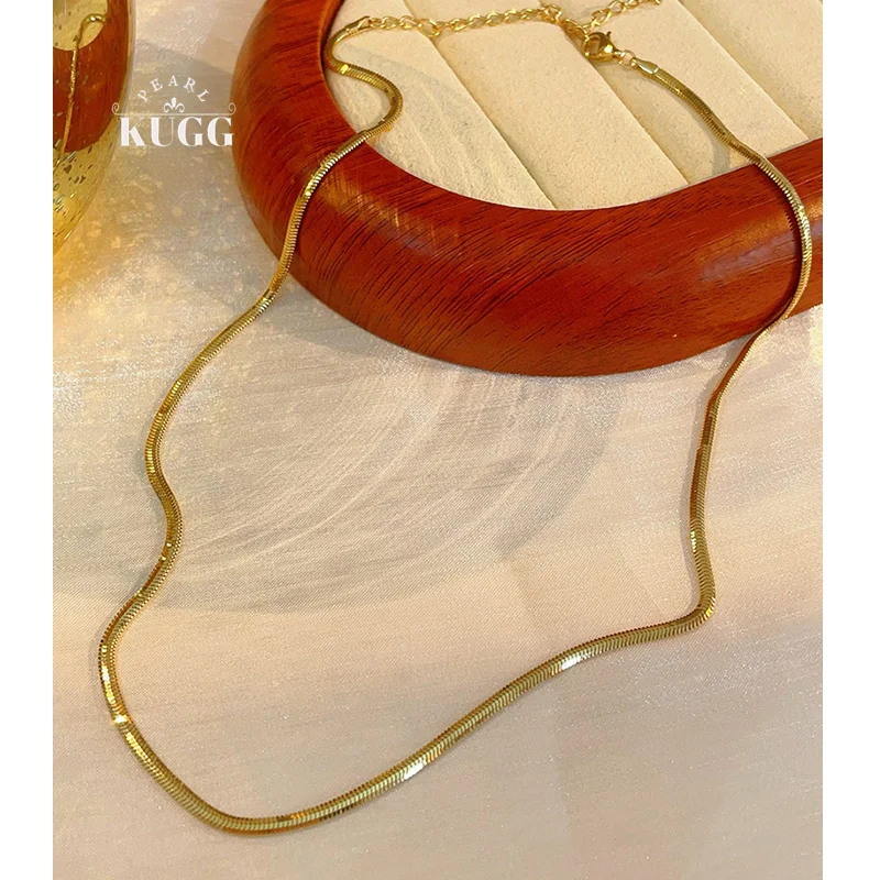 KUGG 100% 18K Yellow Gold Necklace Fashion Snake Bone Chain Design INS Style Exquisite Necklace for Women Luxury Party Jewelry
KUGG 100% 18K Yellow Gold Necklace Fashion Snake Bone Chain Design INS Style Exquisite Necklace for Women Luxury Party Jewelry