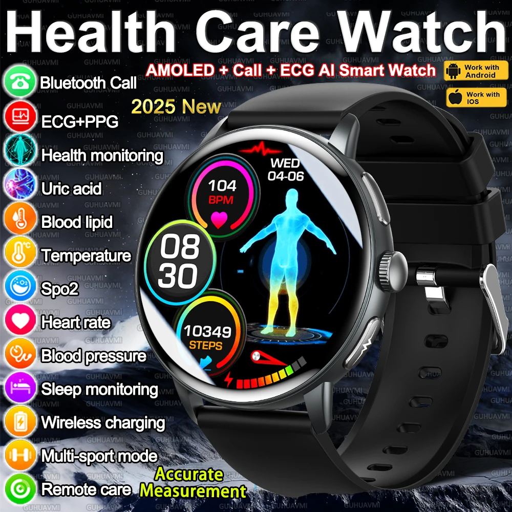 2025 New AI Smart ECG+PPG Watch Men Blood Lipid Uric Acid Blood Pressure Bluetooth Call Heart Rate Health Analyse Smart watch
2025 New AI Smart ECG+PPG Watch Men Blood Lipid Uric Acid Blood Pressure Bluetooth Call Heart Rate Health Analyse Smart watch