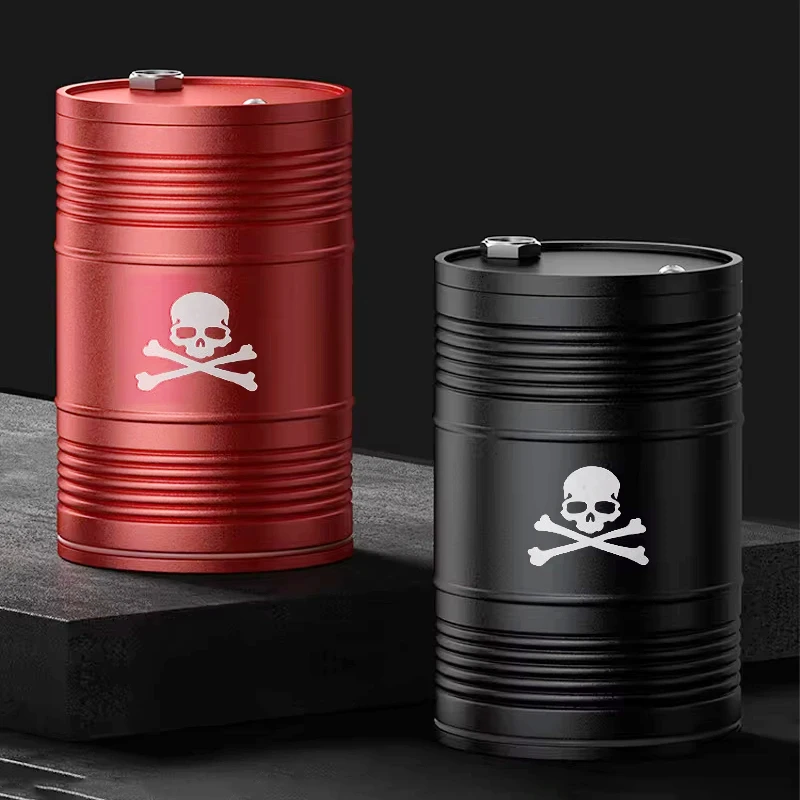New Stainless Steel Oil Barrel Shaped Ashtray With Skull Face Pattern And Rotating Cover Base, Anti Ash Design For Car Ashtray
New Stainless Steel Oil Barrel Shaped Ashtray With Skull Face Pattern And Rotating Cover Base, Anti Ash Design For Car Ashtray