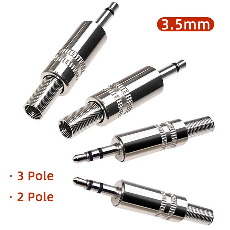 5Pcs 3.5mm Mono Stereo Plug 2Pole 3Pole Earphone Jack Audio Adapter With Soldering Wire Terminal 
5Pcs 3.5mm Mono Stereo Plug 2Pole 3Pole Earphone Jack Audio Adapter With Soldering Wire Terminal