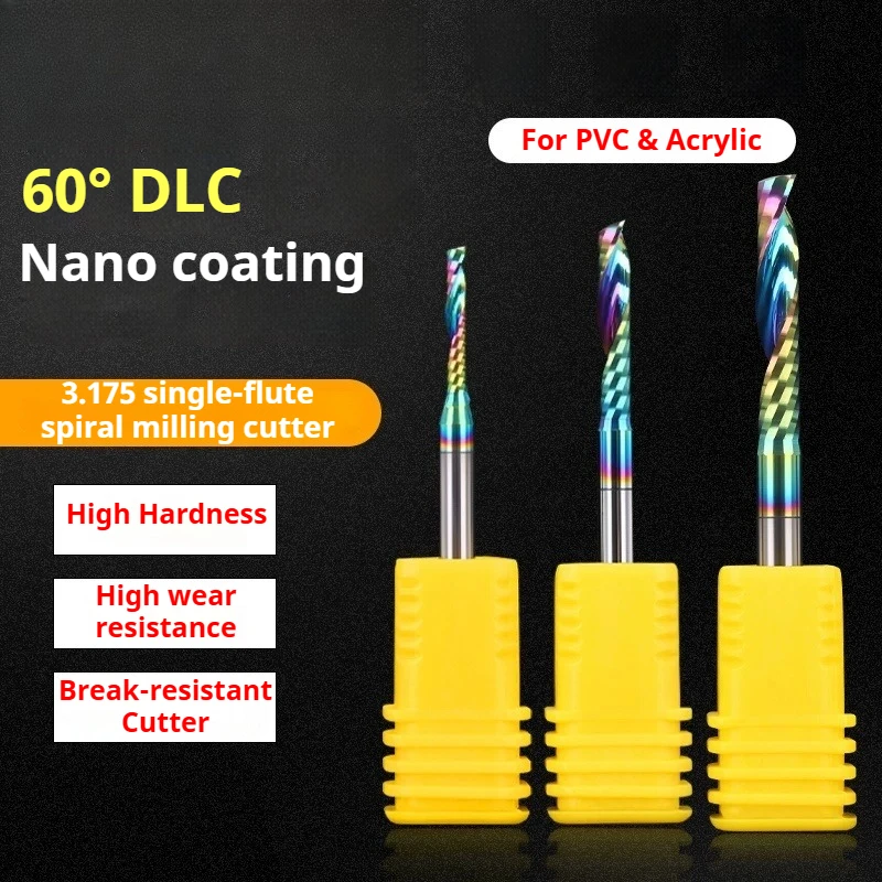 3.175mm DLC Coated Spiral Carbide Engraving Bit, Single-Flute Design for Acrylic & PVC – CNC Woodworking Tool
3.175mm DLC Coated Spiral Carbide Engraving Bit, Single-Flute Design for Acrylic & PVC – CNC Woodworking Tool