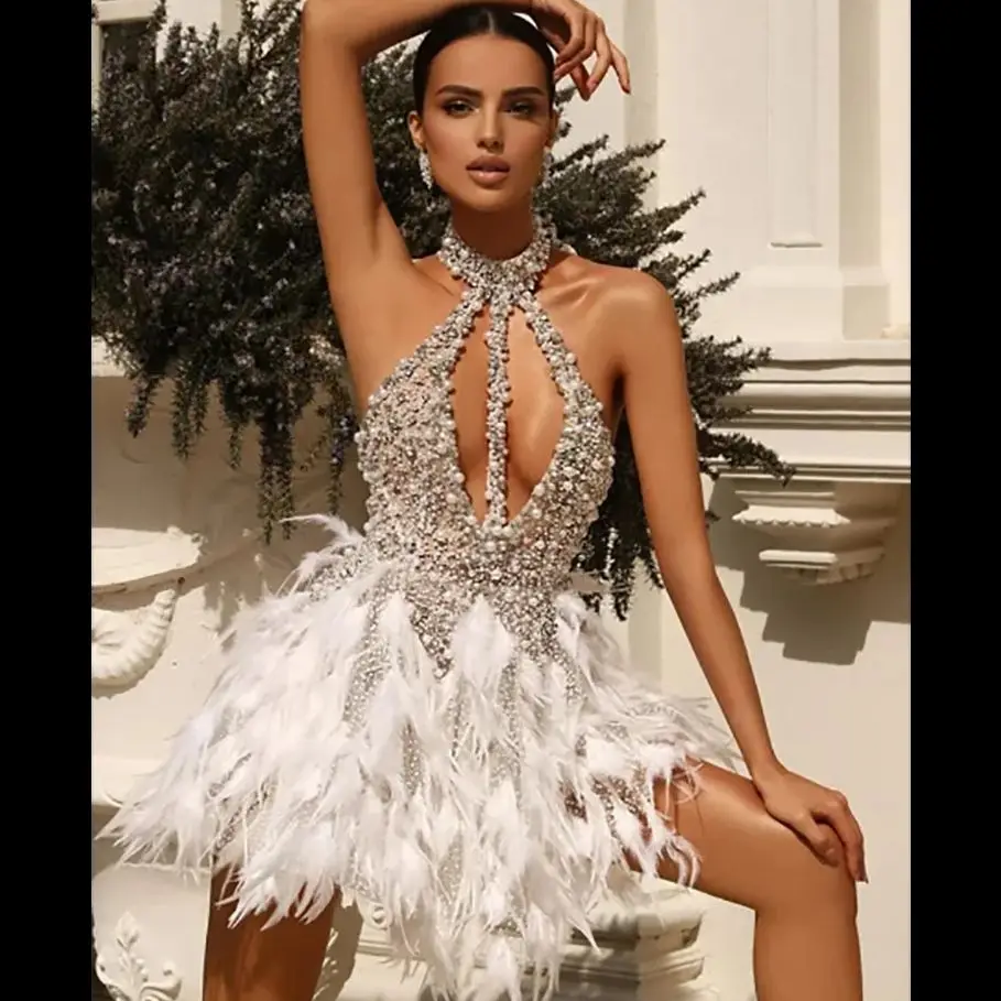 Chic Trend Evening Dress With Crystal Feather New Fashion Female Formal Banquet Party Prom Gowns robes de soirée
Chic Trend Evening Dress With Crystal Feather New Fashion Female Formal Banquet Party Prom Gowns robes de soirée