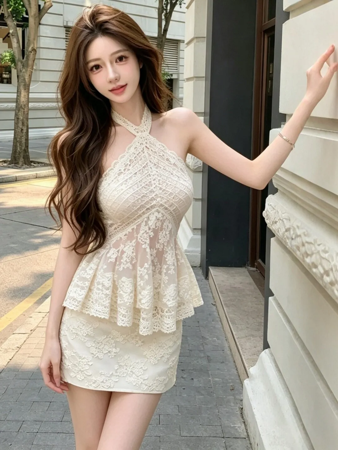 Summer New Sexy Pure Desire Lace Splice Hanging Neck Vest Top High Waist Skirt Set Women's Fashion Chic Breathable Clothing
Summer New Sexy Pure Desire Lace Splice Hanging Neck Vest Top High Waist Skirt Set Women's Fashion Chic Breathable Clothing