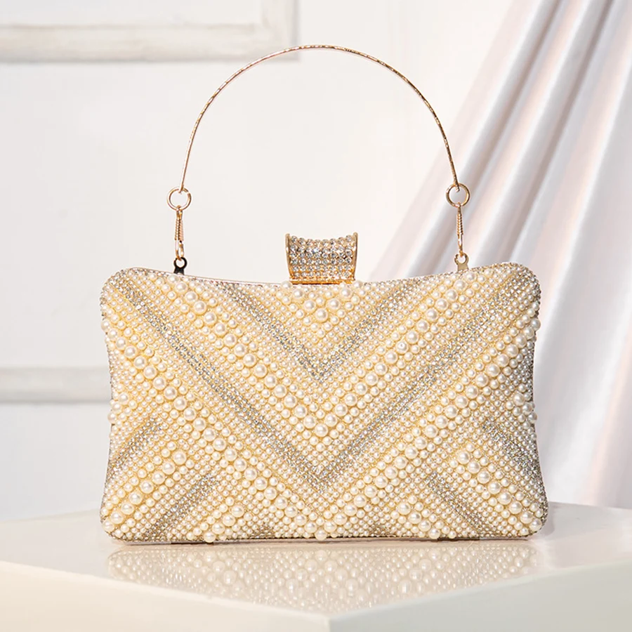 Women Pearl Elegant Evening Bag Stylish Metal Handle Beading Handbags Wedding Dinner Party Banquet Dress Clutch Purse Long Chain
Women Pearl Elegant Evening Bag Stylish Metal Handle Beading Handbags Wedding Dinner Party Banquet Dress Clutch Purse Long Chain