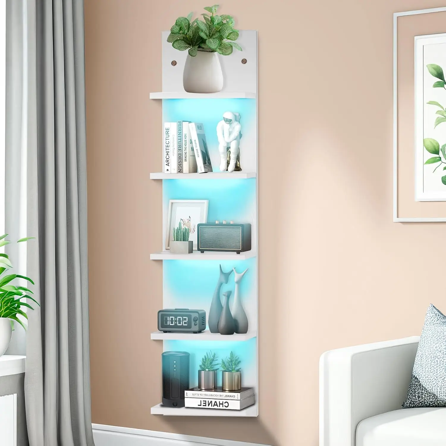 5-Tier LED Wall Shelf with RGB Lighting for Bedroom, Living Room, and Gaming Decor
5-Tier LED Wall Shelf with RGB Lighting for Bedroom, Living Room, and Gaming Decor