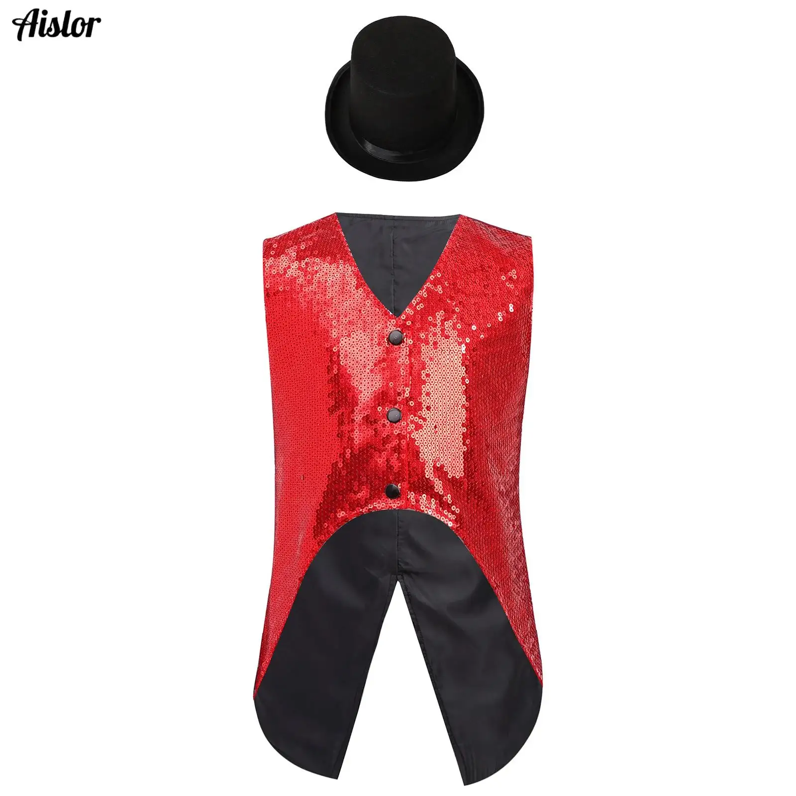 Kids Boys 2-Piece Jazz Dance Outfit Sleeveless Asymmetrical Hem Sparkly Sequins Vest+Hat for Birthday Party Stage Performance
Kids Boys 2-Piece Jazz Dance Outfit Sleeveless Asymmetrical Hem Sparkly Sequins Vest+Hat for Birthday Party Stage Performance
