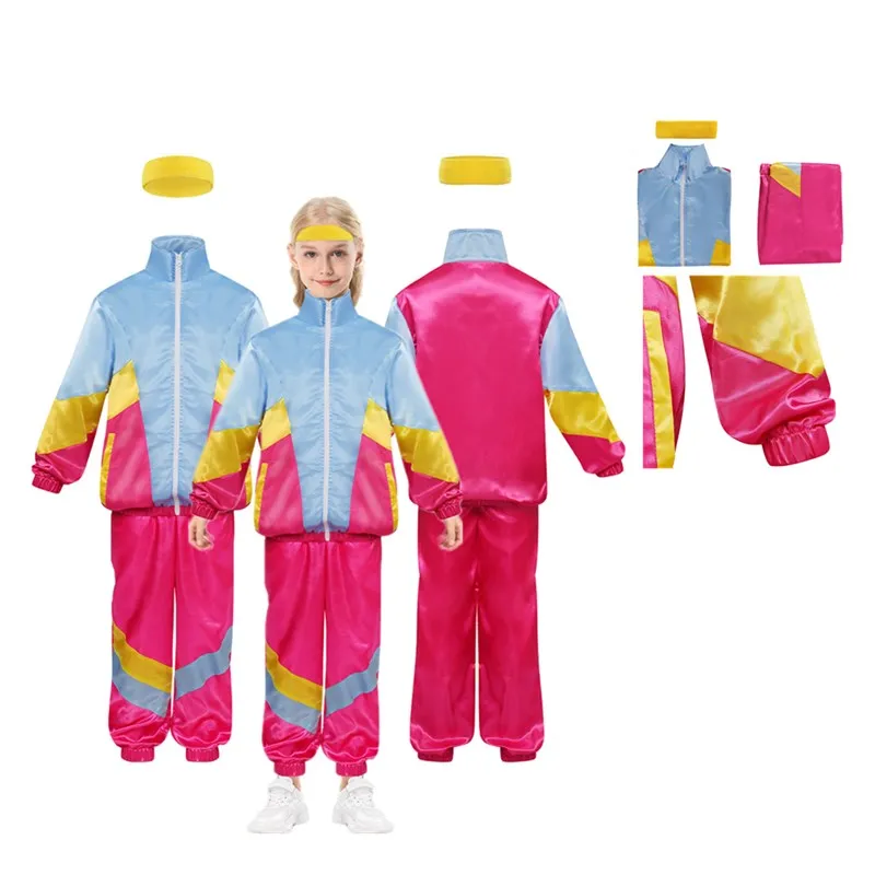 Kids Children Retro 80s Jacket Coat Pants Headband Cosplay Costume Girls Sportwear Outfits Halloween Carnival Party Suit
Kids Children Retro 80s Jacket Coat Pants Headband Cosplay Costume Girls Sportwear Outfits Halloween Carnival Party Suit