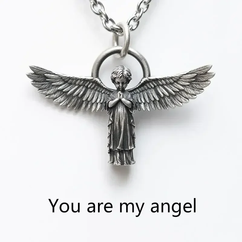 Trend Silver Plated Angel Wings Prayer Pendant Necklace Romantic Men and Women Couple Amulet Necklace Fashion Jewelry Gift
Trend Silver Plated Angel Wings Prayer Pendant Necklace Romantic Men and Women Couple Amulet Necklace Fashion Jewelry Gift