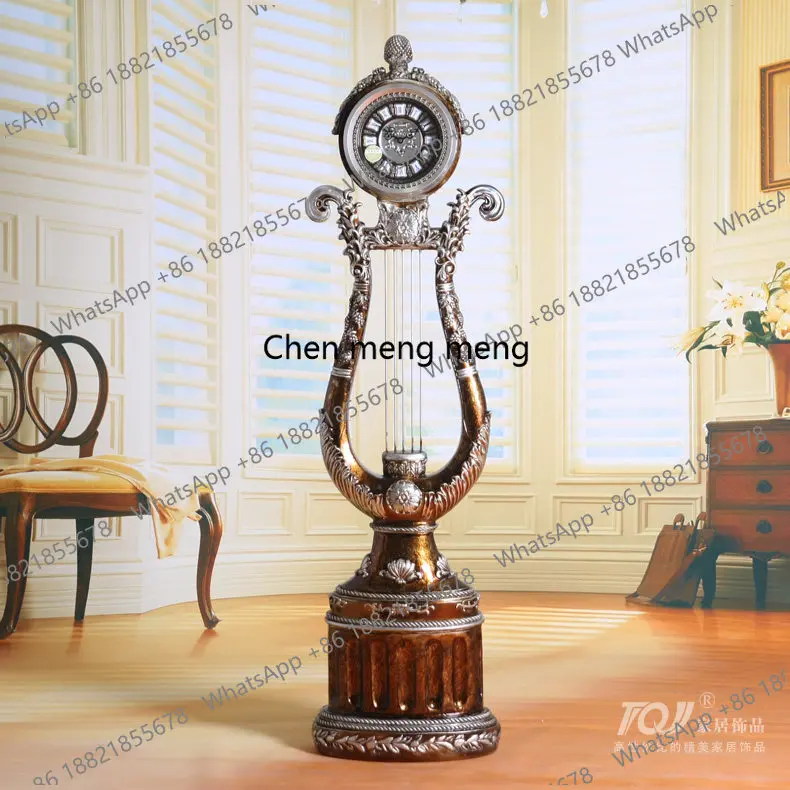 European harp shape retro style hotel lobby clock resin pendulum clock living room floor clock
European harp shape retro style hotel lobby clock resin pendulum clock living room floor clock