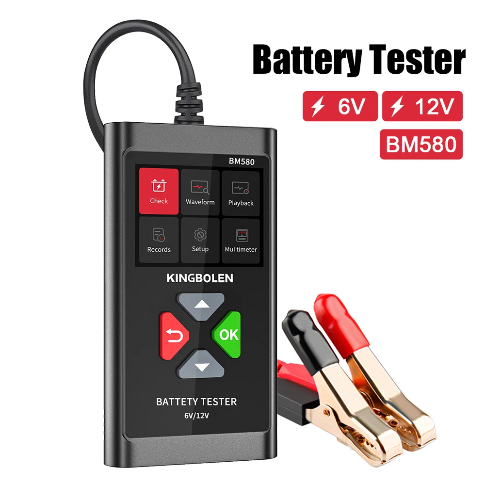 For Wet/GEL/Lead-acid Battery Auto Accessories CCA Circut Analyzer Car Battery Tester Charging Cranking Test 12V 6V BM580
For Wet/GEL/Lead-acid Battery Auto Accessories CCA Circut Analyzer Car Battery Tester Charging Cranking Test 12V 6V BM580