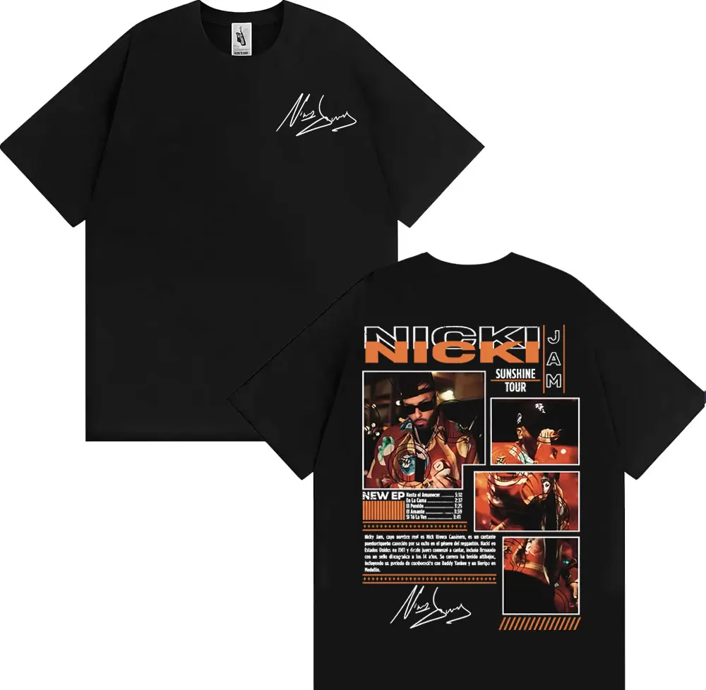Rap Singer Nicky Jam Album Sunshine Journey Pattern T-shirt Men's Cotton Short Sleeved T-shirt Hip-hop Fashion Retro T-shirt
Rap Singer Nicky Jam Album Sunshine Journey Pattern T-shirt Men's Cotton Short Sleeved T-shirt Hip-hop Fashion Retro T-shirt