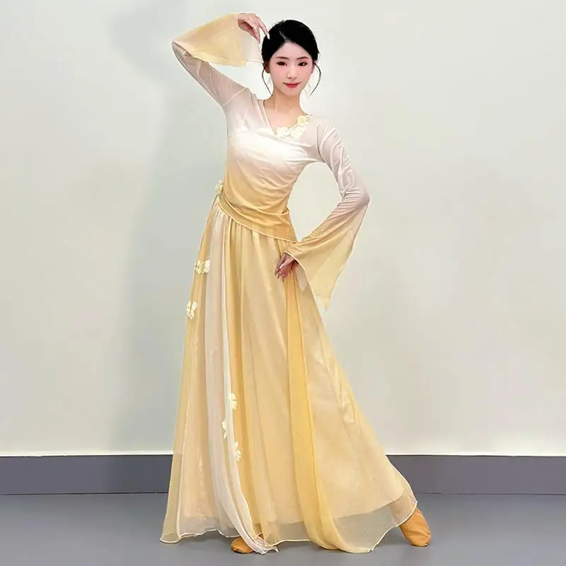 Ele adual Flower Pattern Classical Dance Costume Performance Outfit Ethereal awl Dance Practice orm Women's Faion
Ele adual Flower Pattern Classical Dance Costume Performance Outfit Ethereal awl Dance Practice orm Women's Faion