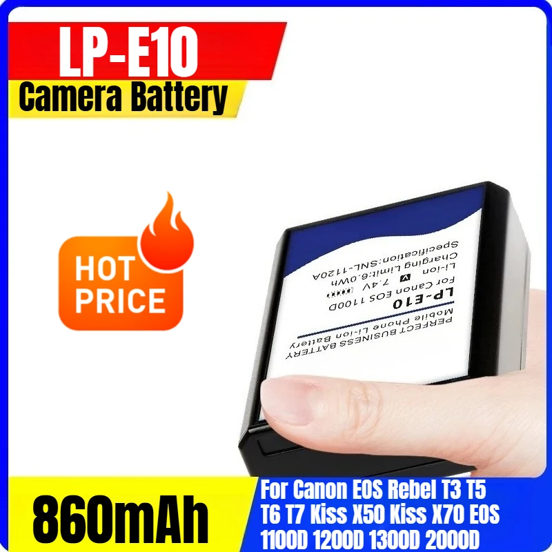 7.4V 860mAh LP-E10 Camera Battery for Canon EOS Rebel T3 T5 T6 T7 Kiss X50 Kiss X70 EOS 1100D 1200D 1300D 2000D
7.4V 860mAh LP-E10 Camera Battery for Canon EOS Rebel T3 T5 T6 T7 Kiss X50 Kiss X70 EOS 1100D 1200D 1300D 2000D
