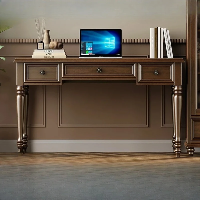 American retro all-solid wood desk and chair combination desk small apartment furniture
American retro all-solid wood desk and chair combination desk small apartment furniture