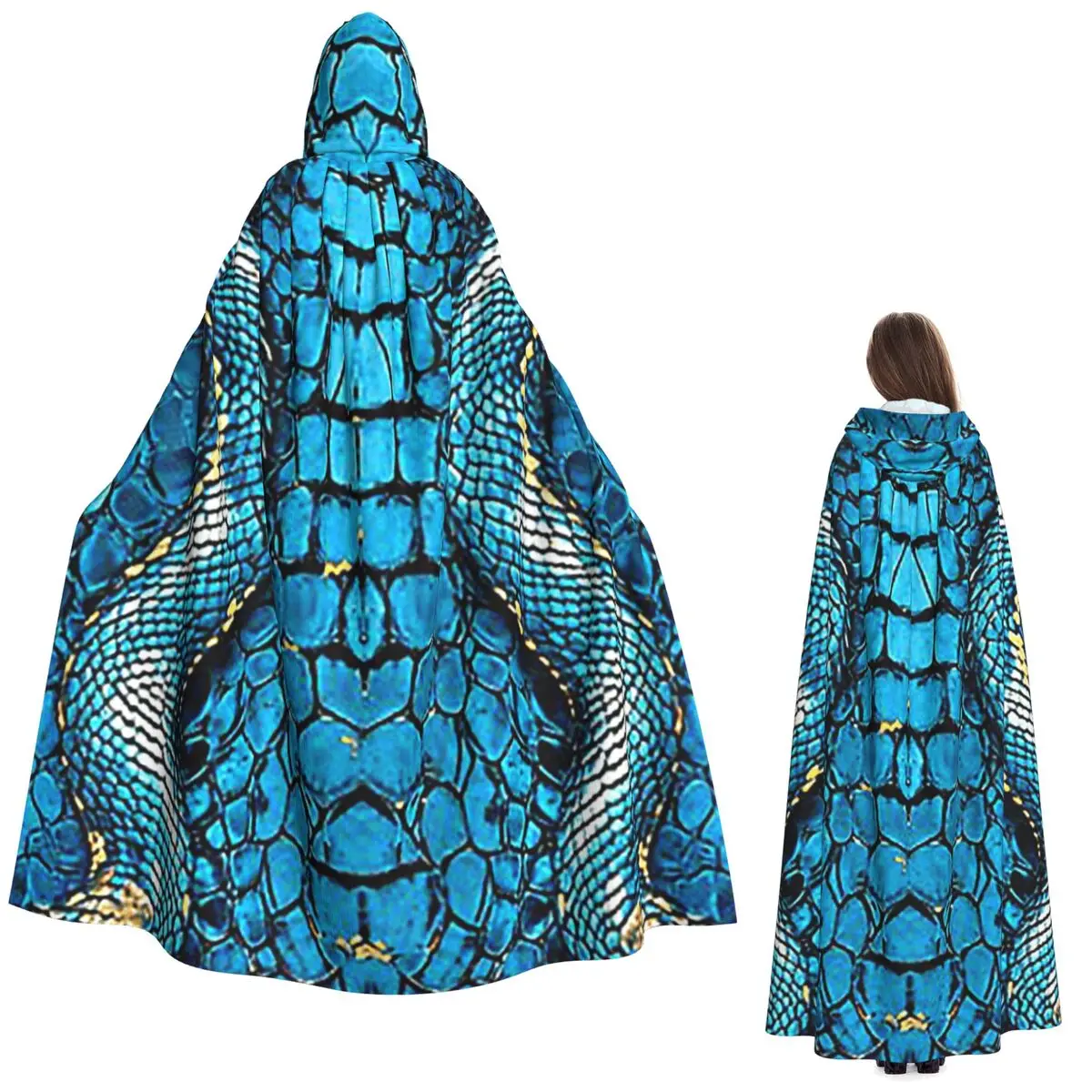 Змеиная кожа, синий змеиный змеиный принт, Viper, модный длинный плащ с капюшоном, средневековый костюм ведьмы, накидка для косплея, Хэллоуин, вечеринка
Змеиная кожа, синий змеиный змеиный принт, Viper, модный длинный плащ с капюшоном, средневековый костюм ведьмы, накидка для косплея, Хэллоуин, вечеринка