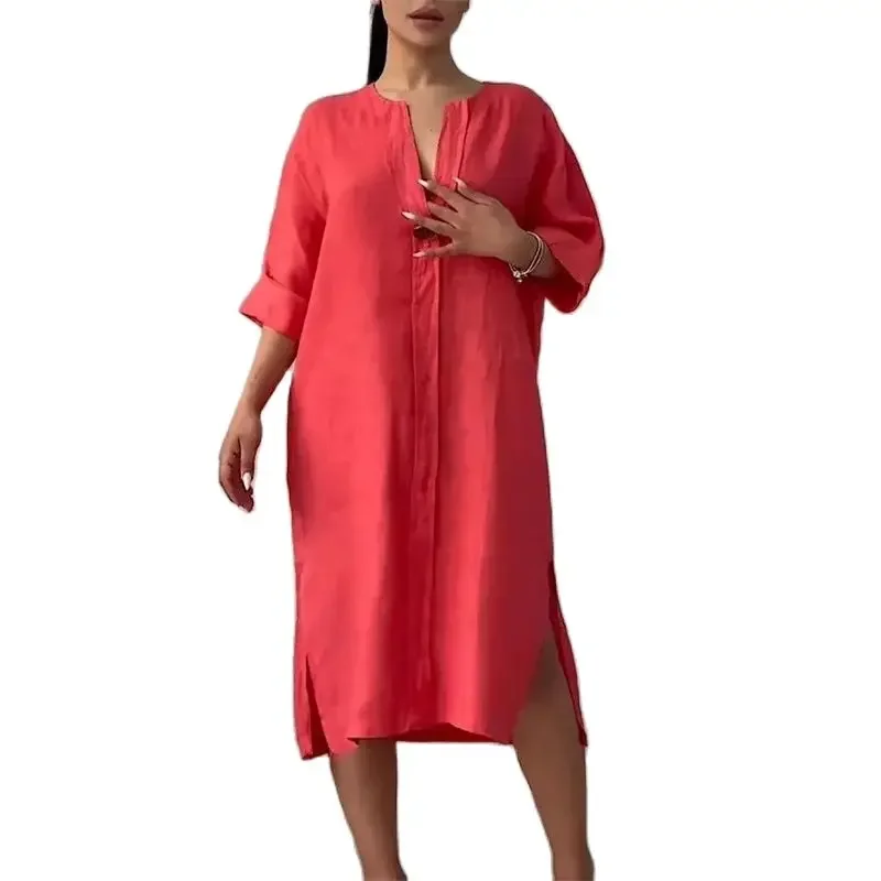 Women Large Button Decoration Dresses Simple Style Solid Color Dress New Split Hem Long Sleeve Gown Female Commuter V Neck Frock
Women Large Button Decoration Dresses Simple Style Solid Color Dress New Split Hem Long Sleeve Gown Female Commuter V Neck Frock