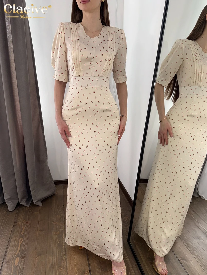 Clacive Summer Slim Print Women Dress Fashion V-Neck Short Sleeve Ankle Length Dresses Elegant Classic High Waist Female Dress
Clacive Summer Slim Print Women Dress Fashion V-Neck Short Sleeve Ankle Length Dresses Elegant Classic High Waist Female Dress