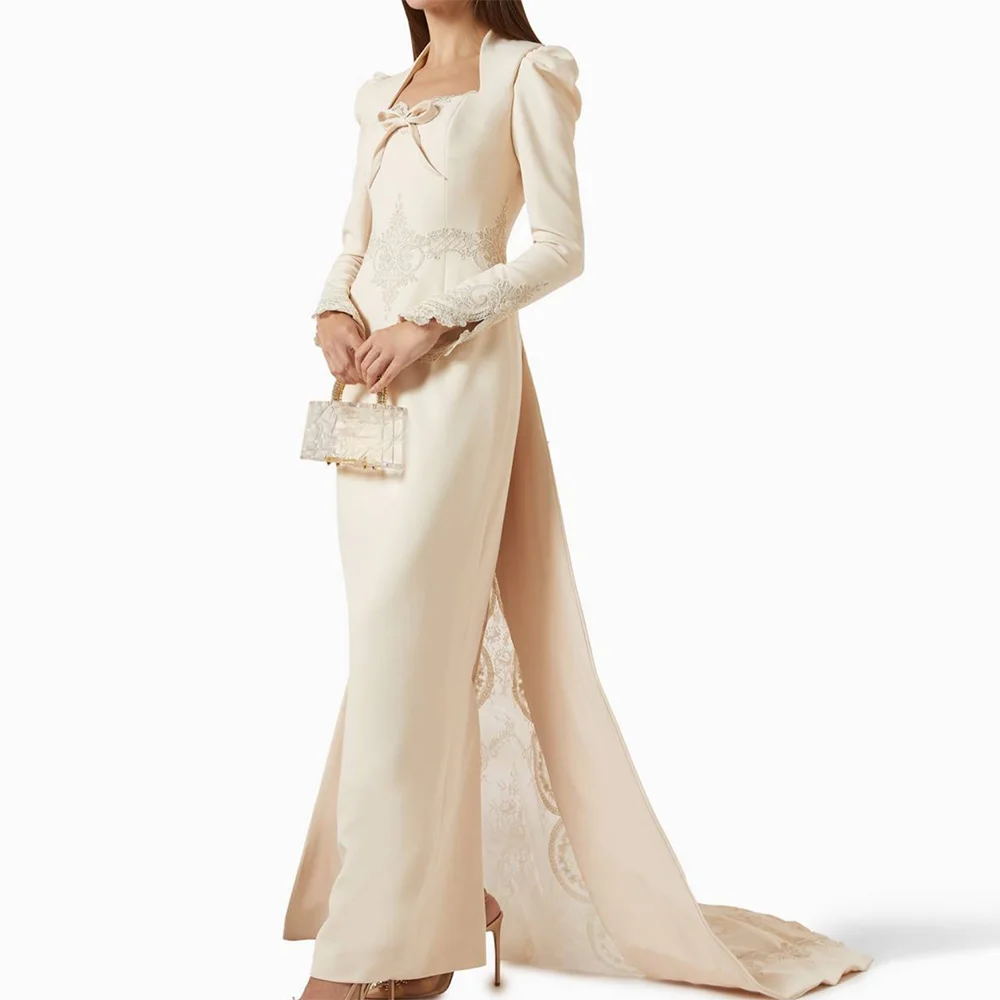 Customized Exquisite Square Collar Long Sleeves Evening Dress Modern Lace and Bow Party Dress Mermaid
Customized Exquisite Square Collar Long Sleeves Evening Dress Modern Lace and Bow Party Dress Mermaid