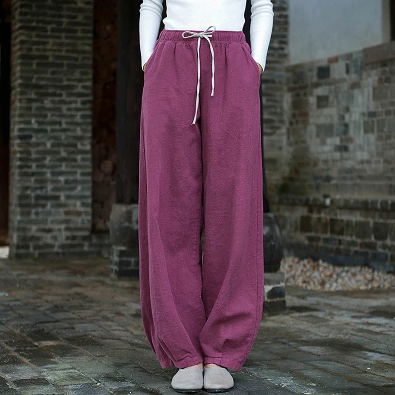 High Quality Cotton Linen Casual Trousers Women New Arrival 2025 Spring Vintage Style Solid Color Female Bloomers Pants T524 
High Quality Cotton Linen Casual Trousers Women New Arrival 2025 Spring Vintage Style Solid Color Female Bloomers Pants T524