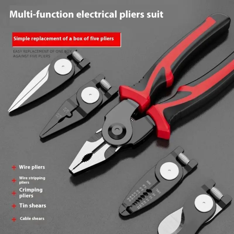 Professional Ergonomic 5 Replaceable Tip Pliers Wire Stripping Crimping Cutting M4YD
Professional Ergonomic 5 Replaceable Tip Pliers Wire Stripping Crimping Cutting M4YD