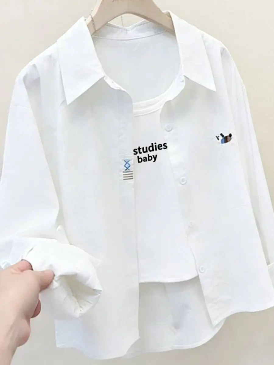 Short Pure Cotton Shirt Women's Casual Style Long Sleeve Loose Fit Embroidered Spring Autumn New Style Versatile Small Size
Short Pure Cotton Shirt Women's Casual Style Long Sleeve Loose Fit Embroidered Spring Autumn New Style Versatile Small Size