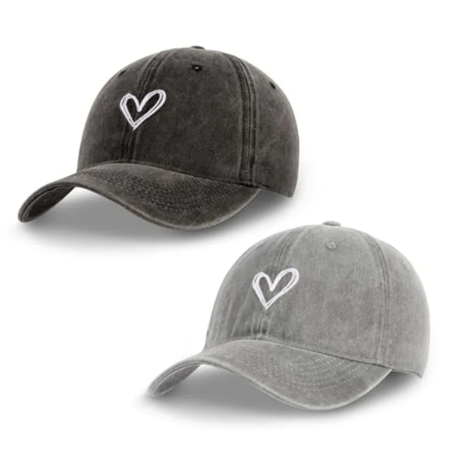 2 Pack Heart Baseball Caps for Women Men, Cute Adjustable Washed Sun Hats for Outdoor Running Golf
2 Pack Heart Baseball Caps for Women Men, Cute Adjustable Washed Sun Hats for Outdoor Running Golf