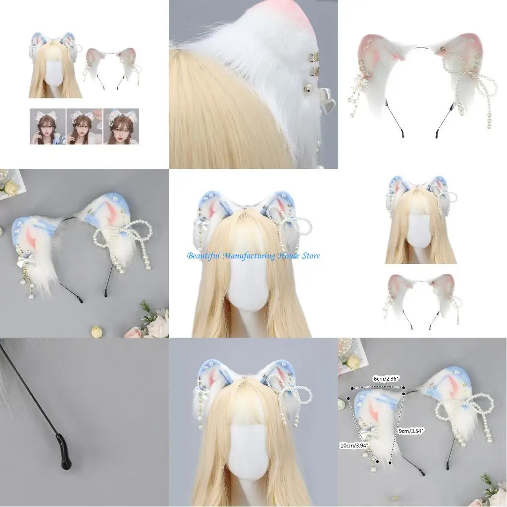 E56A Funny Ear Headband Hairbands with Pearl Carnivals Party Hair Decors
E56A Funny Ear Headband Hairbands with Pearl Carnivals Party Hair Decors