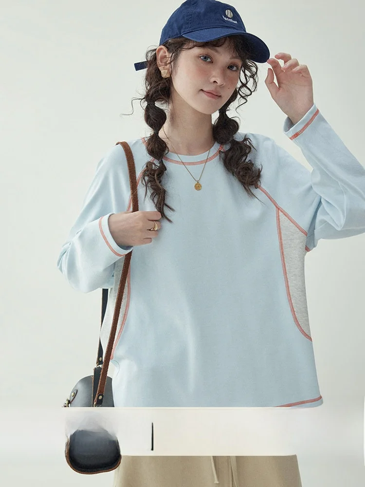 AMUU Original Long Sleeve round Neck Overhead Color Block Striped Women's T-shirt Casual Style Loose Fit Cotton Polyester Blend
AMUU Original Long Sleeve round Neck Overhead Color Block Striped Women's T-shirt Casual Style Loose Fit Cotton Polyester Blend
