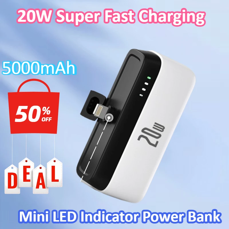 PD20W 5000mAh Capacity 20W Mini Power Bank Fast Charging LED Indicator Power Bank Pocket Power Bank for IPhone Samsung Xiaomi
PD20W 5000mAh Capacity 20W Mini Power Bank Fast Charging LED Indicator Power Bank Pocket Power Bank for IPhone Samsung Xiaomi