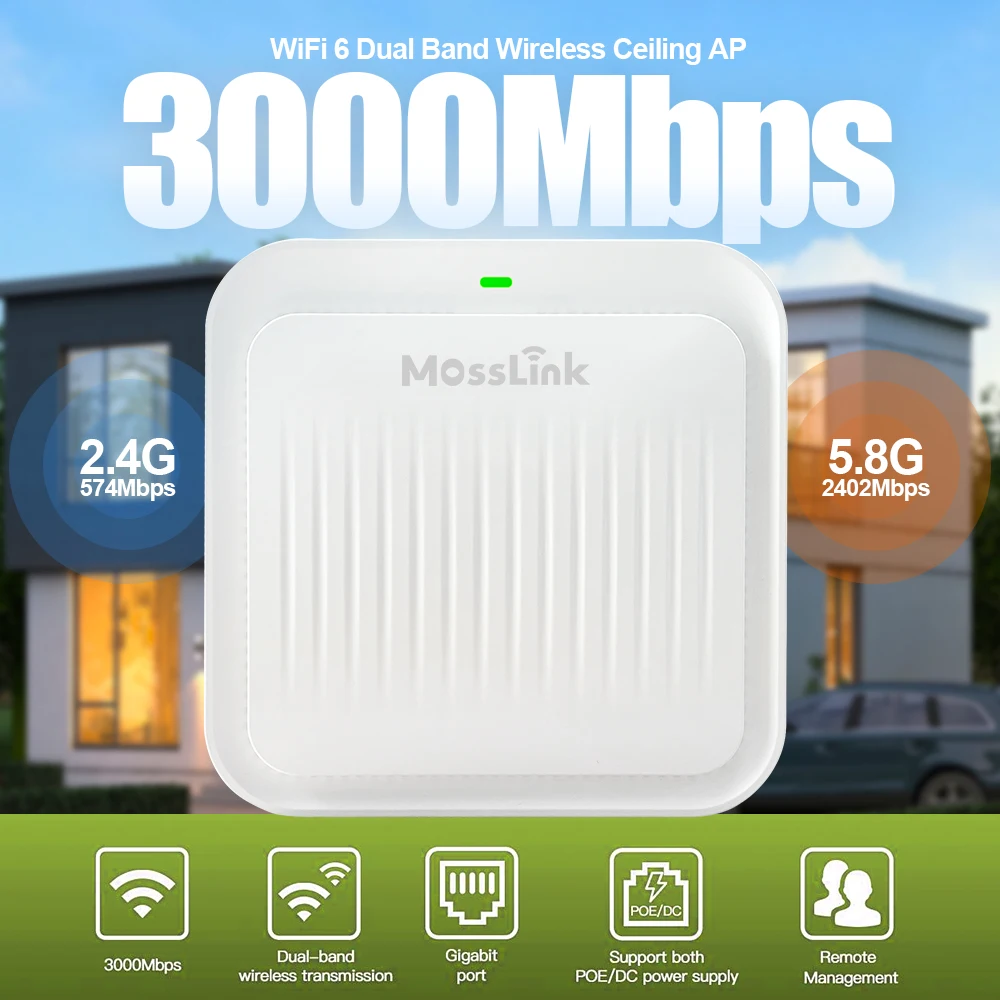 Mosslink Access Point WiFi 6 Dual Band AX3000 Ceiling AP WIFI Extender 5G Repeater Gigabit Wireless AP Router Signal Booster
Mosslink Access Point WiFi 6 Dual Band AX3000 Ceiling AP WIFI Extender 5G Repeater Gigabit Wireless AP Router Signal Booster
