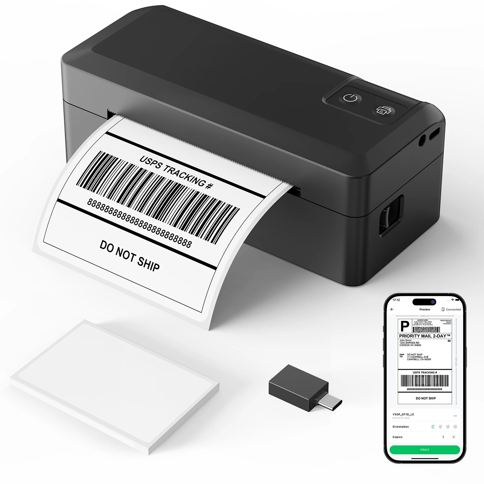 Thermal Shipping Label Printer-4x6 Bluetooth Printer , for Small Businesses Home Support iPhone,Android,Windows,Mac,Chromebook
Thermal Shipping Label Printer-4x6 Bluetooth Printer , for Small Businesses Home Support iPhone,Android,Windows,Mac,Chromebook