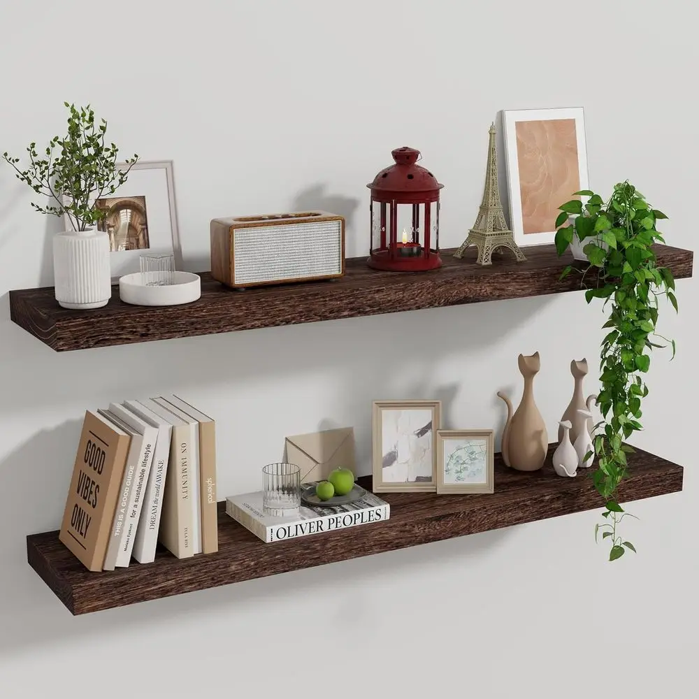 Wood Floating Shelves for Wall Set of 2, 36 Inch Wide Rustic Wooden Floating Shelves, Invisible Wall Mounted Display for Living
Wood Floating Shelves for Wall Set of 2, 36 Inch Wide Rustic Wooden Floating Shelves, Invisible Wall Mounted Display for Living
