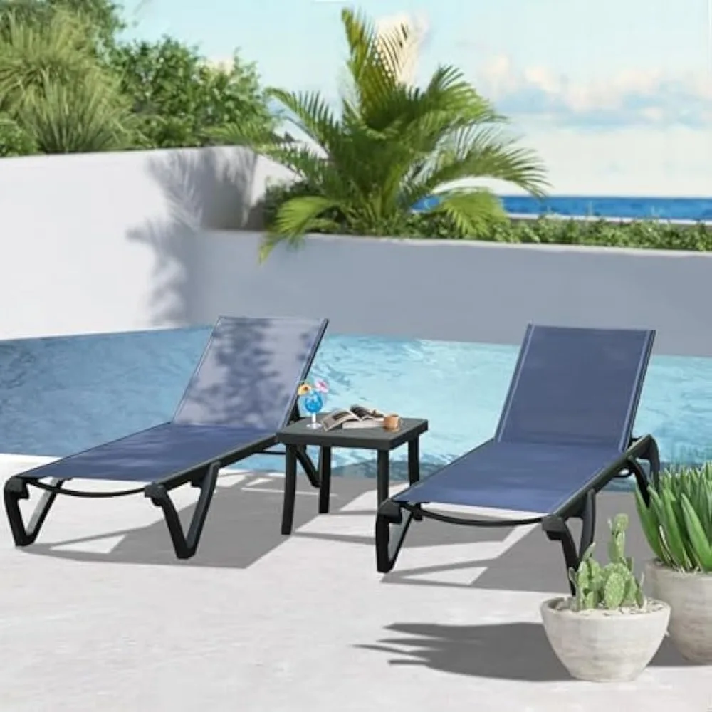 Aluminum Patio Chaise Lounge with Side Table, Wheels, 5 Position Adjustable, Outdoor Lounge Chairs for Beach, Yard, Balcony
Aluminum Patio Chaise Lounge with Side Table, Wheels, 5 Position Adjustable, Outdoor Lounge Chairs for Beach, Yard, Balcony