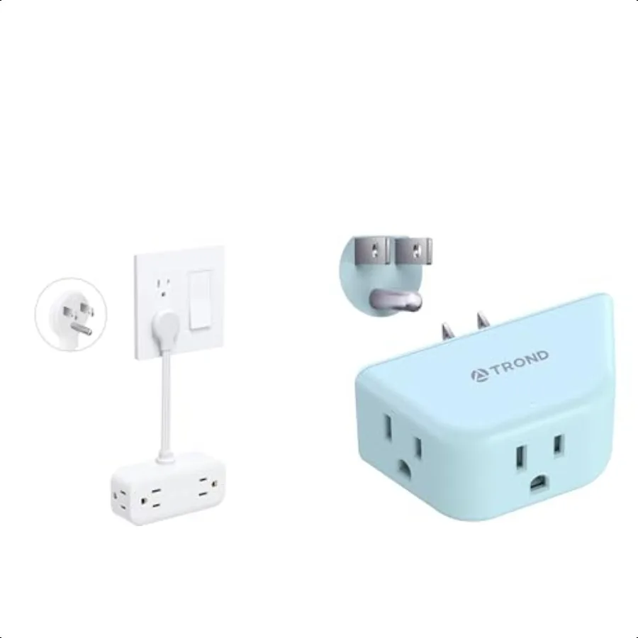 TROND Outlet Extender with 6 Inch Cord Flat Plug Adapter with 4 Electrical Sockets and 4 USB Ports + Mint Green Outlet Extender
TROND Outlet Extender with 6 Inch Cord Flat Plug Adapter with 4 Electrical Sockets and 4 USB Ports + Mint Green Outlet Extender