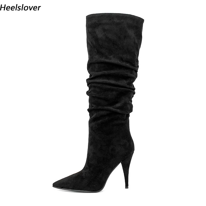 Ahhlsion Handmade Women Winter Knee Boots Faux Suede Spike Heels Pointed Toe Elegant Black Party Shoes Ladies US Size 5-13
Ahhlsion Handmade Women Winter Knee Boots Faux Suede Spike Heels Pointed Toe Elegant Black Party Shoes Ladies US Size 5-13