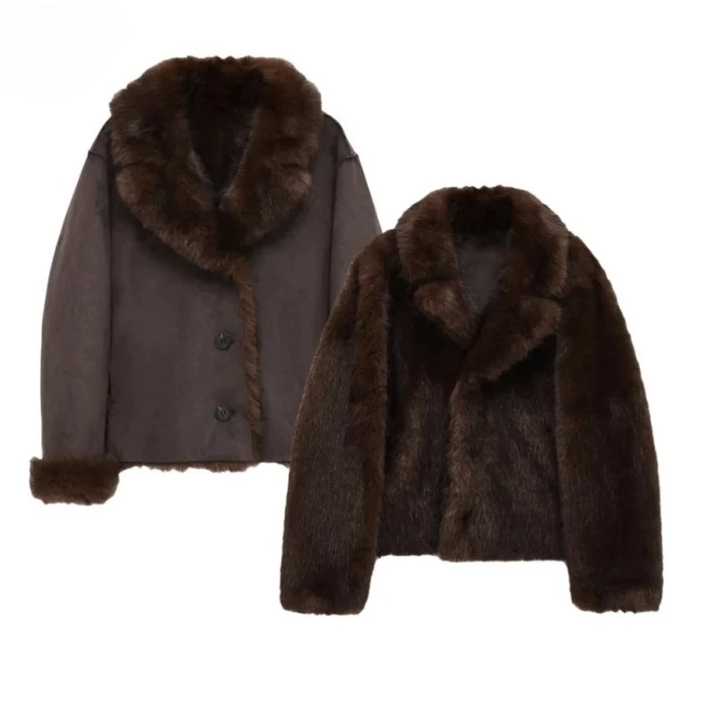 Женская зимняя двусторонняя куртка из искусственного меха 2025 года — винтажное двустороннее пальто с лацканами, теплая модная толстая куртка для улицы
Женская зимняя двусторонняя куртка из искусственного меха 2025 года — винтажное двустороннее пальто с лацканами, теплая модная толстая куртка для улицы