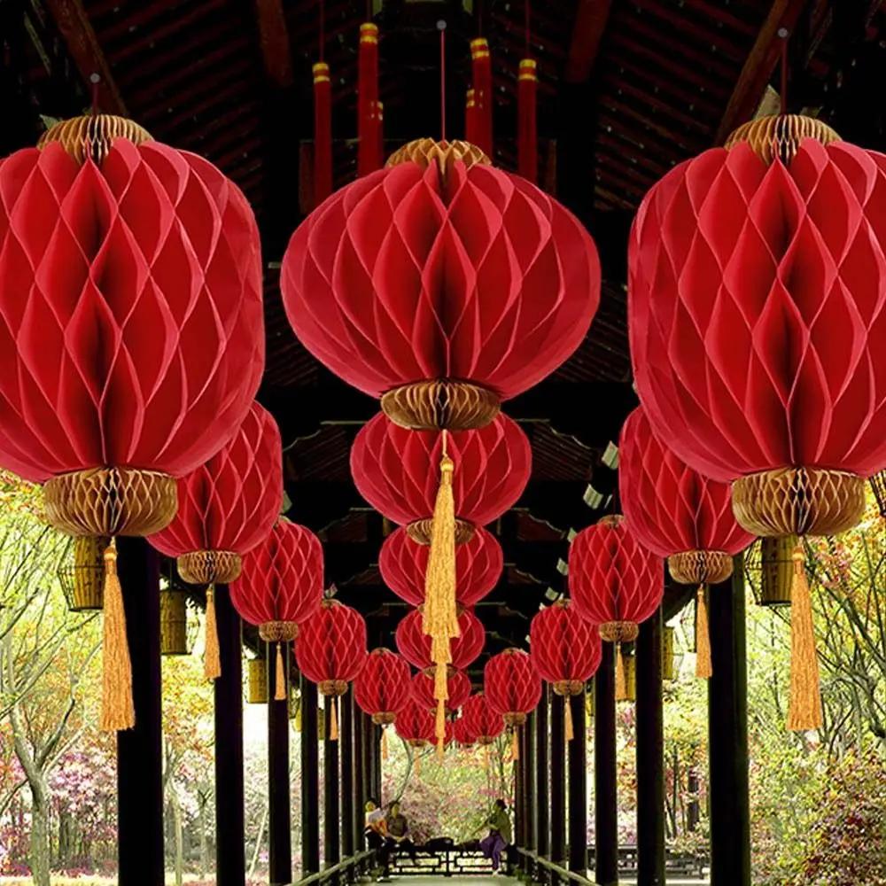 Red Paper Honeycomb Ball Lantern Blessing Traditional Chinese New Year Lanterns Good Luck with Tassels Spring Festival Supplies
Red Paper Honeycomb Ball Lantern Blessing Traditional Chinese New Year Lanterns Good Luck with Tassels Spring Festival Supplies
