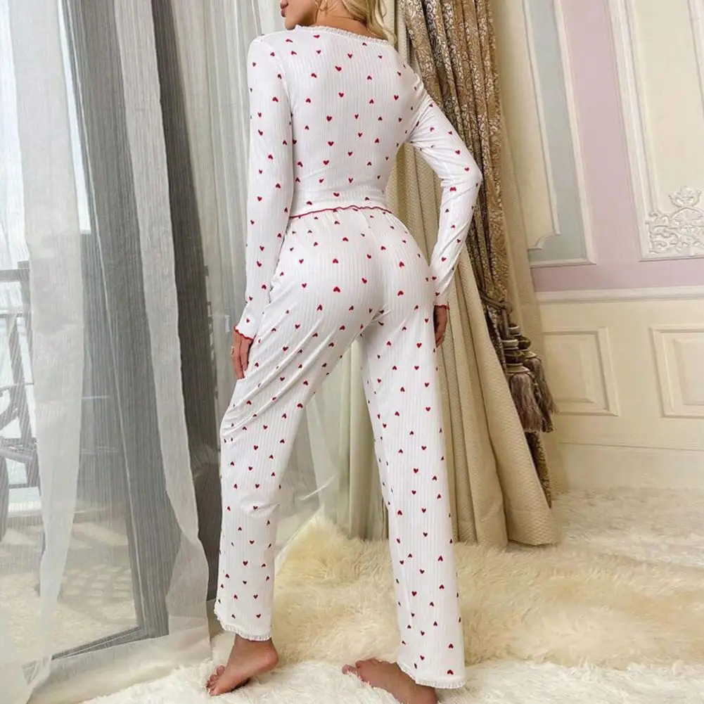 Women 2 Piece Pajamas Set Day Heart Print Crop Long Sleeve Tops and Elastic Ruffled Shorts for Loungewear Sleepwear
Women 2 Piece Pajamas Set Day Heart Print Crop Long Sleeve Tops and Elastic Ruffled Shorts for Loungewear Sleepwear