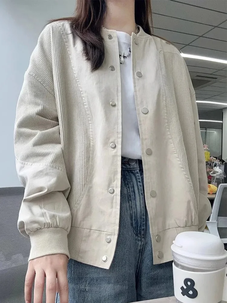 Retro Corduroy Patchwork Jackets Women Fall Loose Long Sleeve Vintage Baseball Coats American Casual Streetwear Bf Solid Outwear
Retro Corduroy Patchwork Jackets Women Fall Loose Long Sleeve Vintage Baseball Coats American Casual Streetwear Bf Solid Outwear