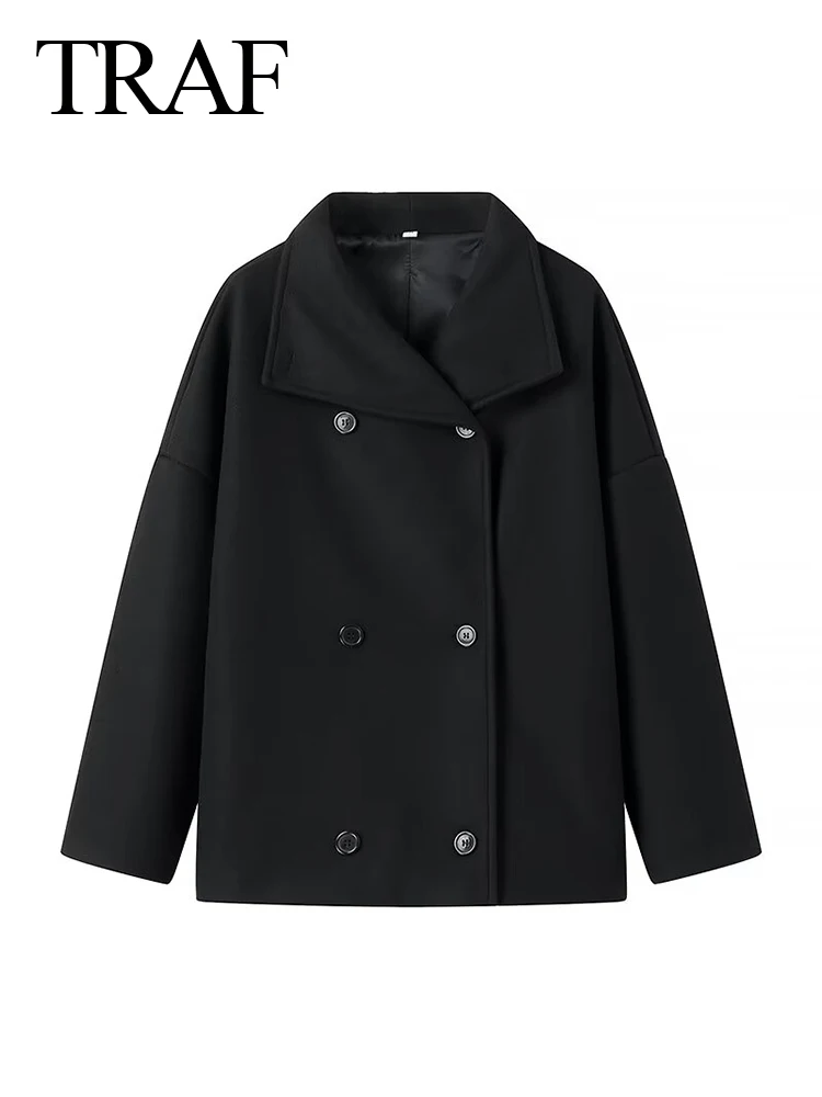 TRAF 2024 Women's Coat New Vintage Loose Lapel Long Sleeve Chic Double Breasted Solid Wild Female Outerwear Streetwear Jacket
TRAF 2024 Women's Coat New Vintage Loose Lapel Long Sleeve Chic Double Breasted Solid Wild Female Outerwear Streetwear Jacket
