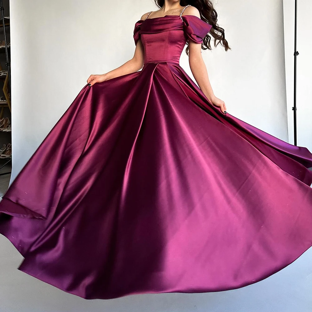Customized Classic Crystal Off the Shoulder Spaghetti Straps Stain Evening Dress Graceful Short Sleeves Pleats Robe de soirée
Customized Classic Crystal Off the Shoulder Spaghetti Straps Stain Evening Dress Graceful Short Sleeves Pleats Robe de soirée