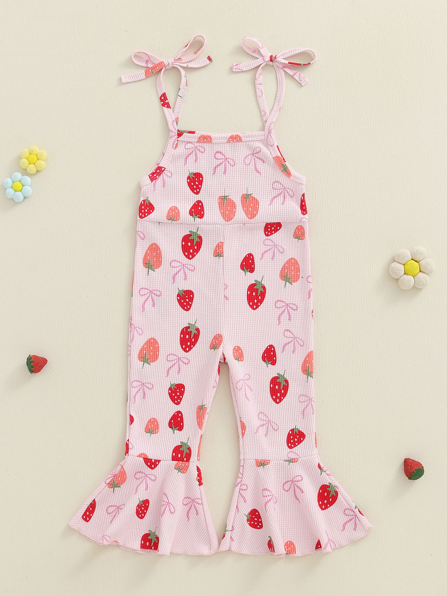 Baby Girls Ruffled Sleeve Floral Print Romper Jumpsuit with Bow Tie Straps and Flared Pants
Baby Girls Ruffled Sleeve Floral Print Romper Jumpsuit with Bow Tie Straps and Flared Pants