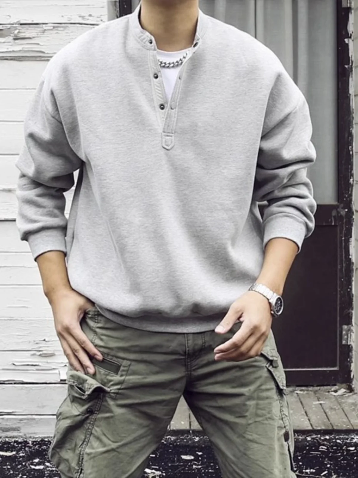 Large Size Men's Long Sleeve T-Shirt Casual Hoodie Loose Outerwear Trendy Brand Pure Color Base Shirt for Autumn Winter
Large Size Men's Long Sleeve T-Shirt Casual Hoodie Loose Outerwear Trendy Brand Pure Color Base Shirt for Autumn Winter