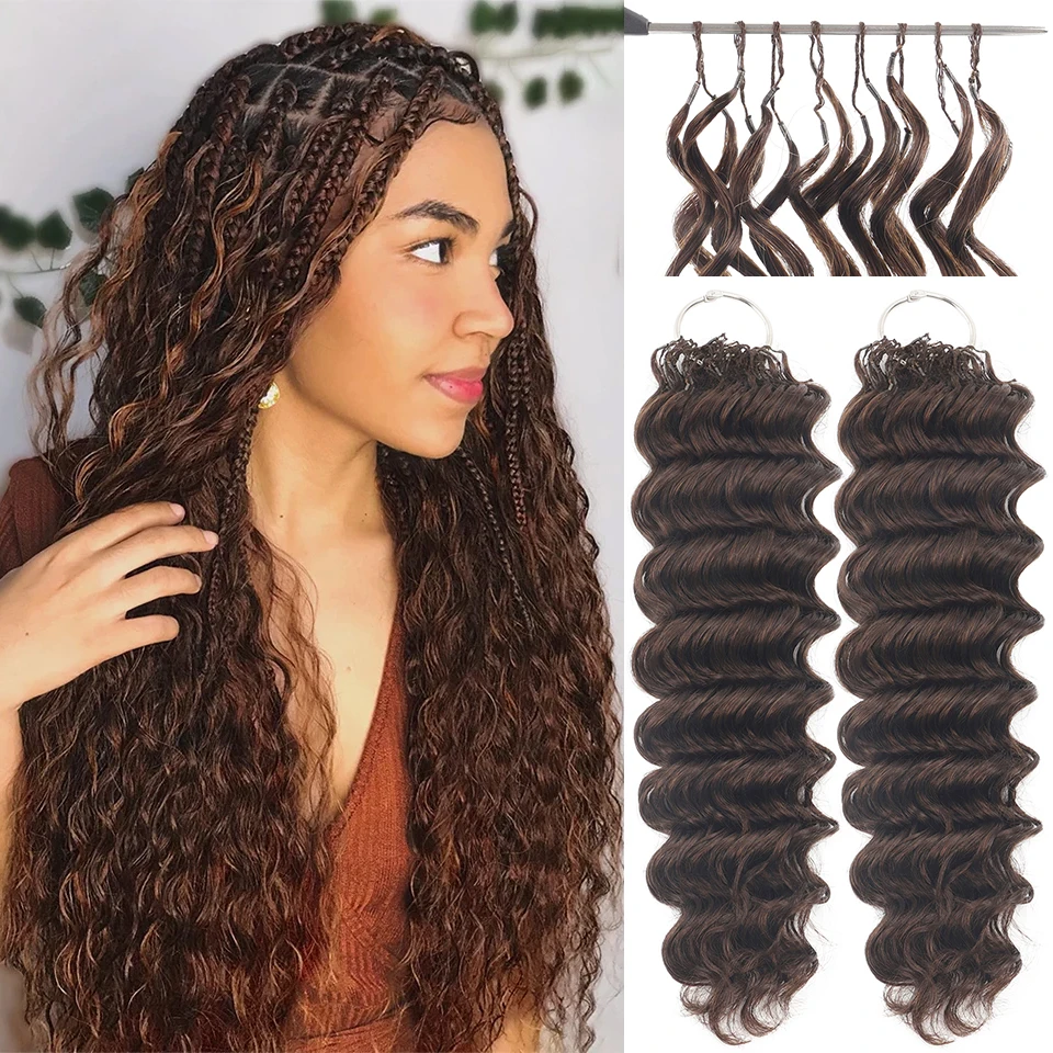 #4 Brown Deep Wave Braiding Hair Knotless Pre-Separated 40 Strands/Pack Deep Curly Feather Crochet Human Hair Extensions
#4 Brown Deep Wave Braiding Hair Knotless Pre-Separated 40 Strands/Pack Deep Curly Feather Crochet Human Hair Extensions