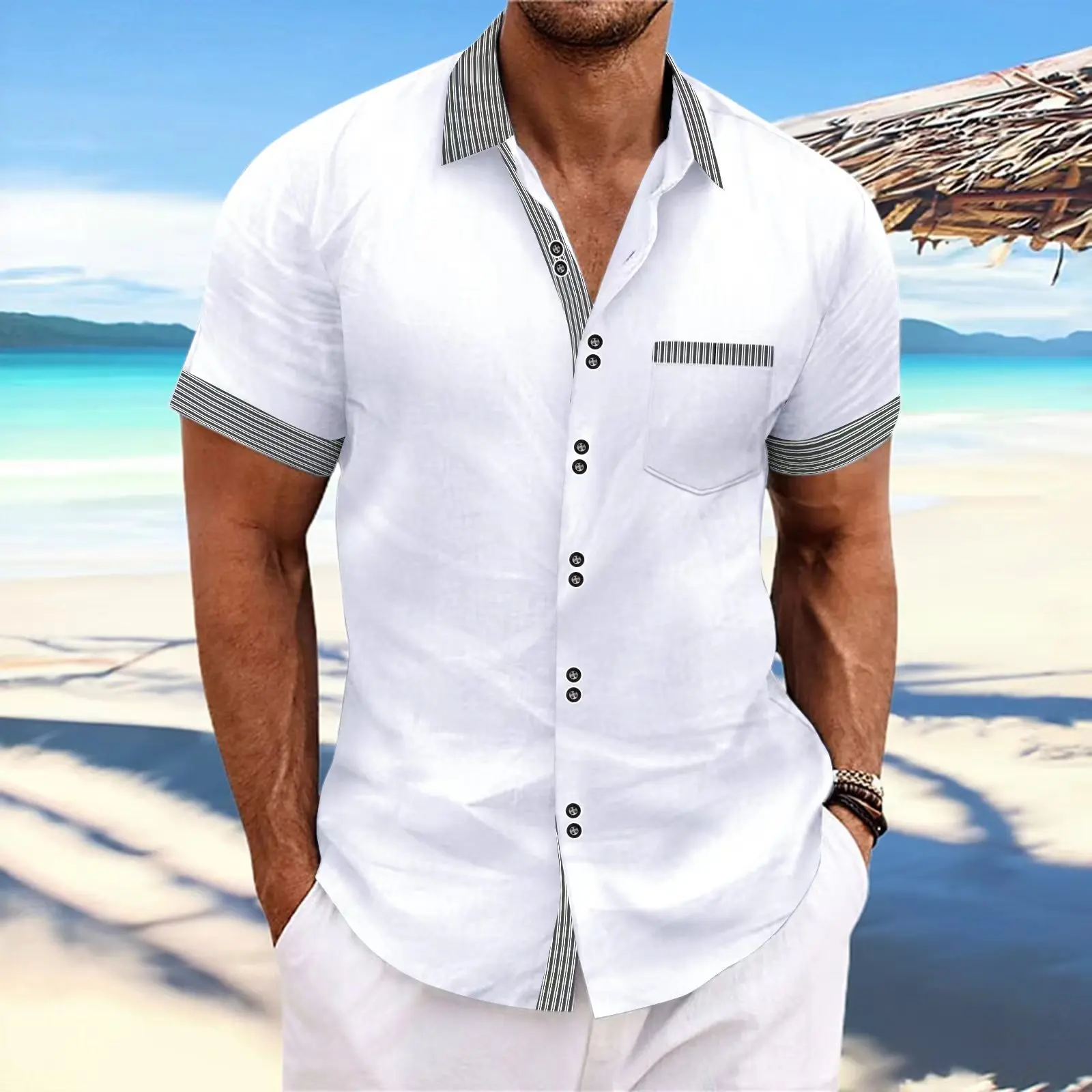 Men shirts fashion men's striped double buckle short sleeve business slim casual shirt short sleeve shirts for men
Men shirts fashion men's striped double buckle short sleeve business slim casual shirt short sleeve shirts for men