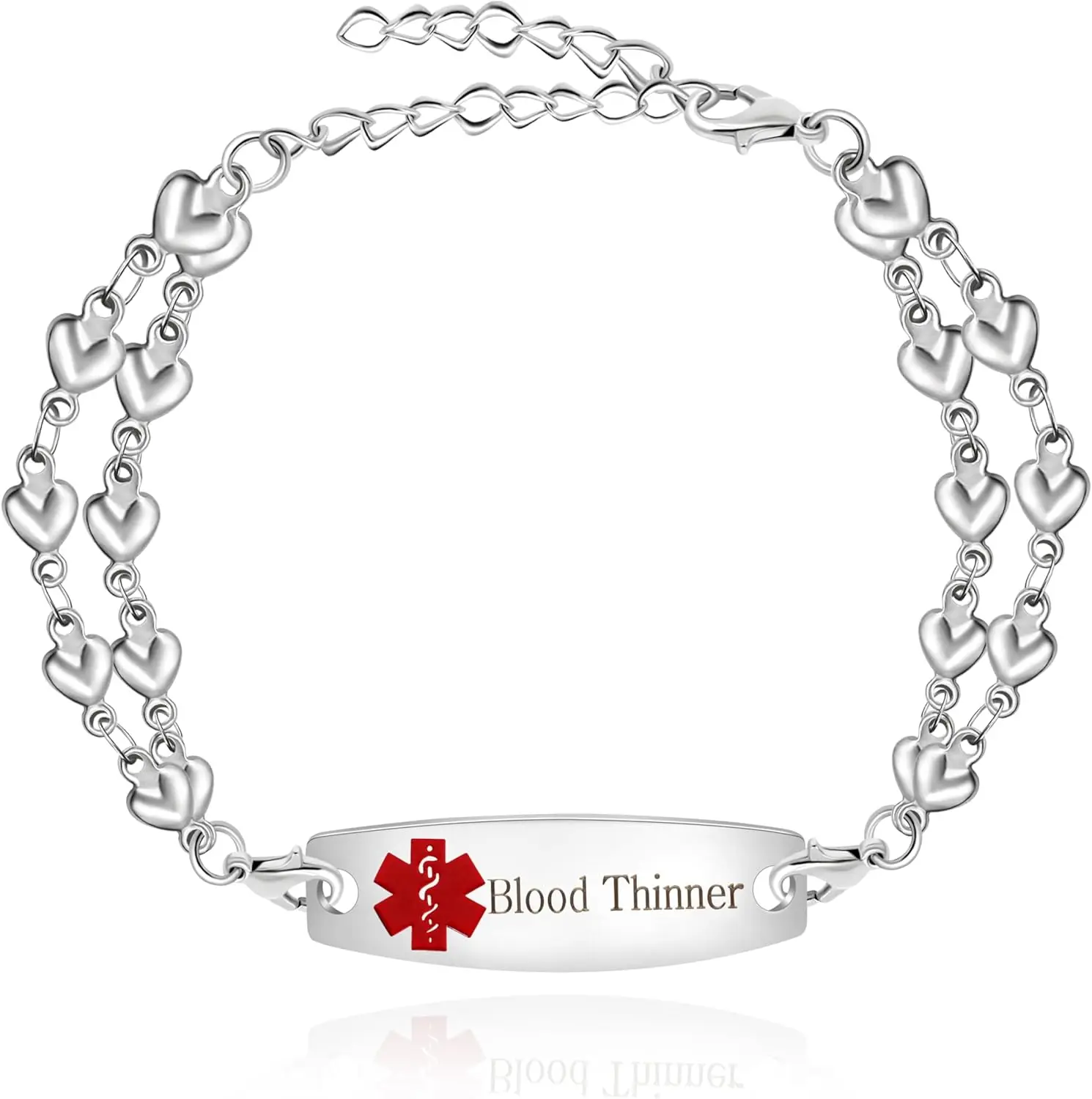 Red Medical Symbol Bracelet - Stainless Steel Double Layer Heart Link Chain Emergency Alert Identification Jewelry YA3990
Red Medical Symbol Bracelet - Stainless Steel Double Layer Heart Link Chain Emergency Alert Identification Jewelry YA3990